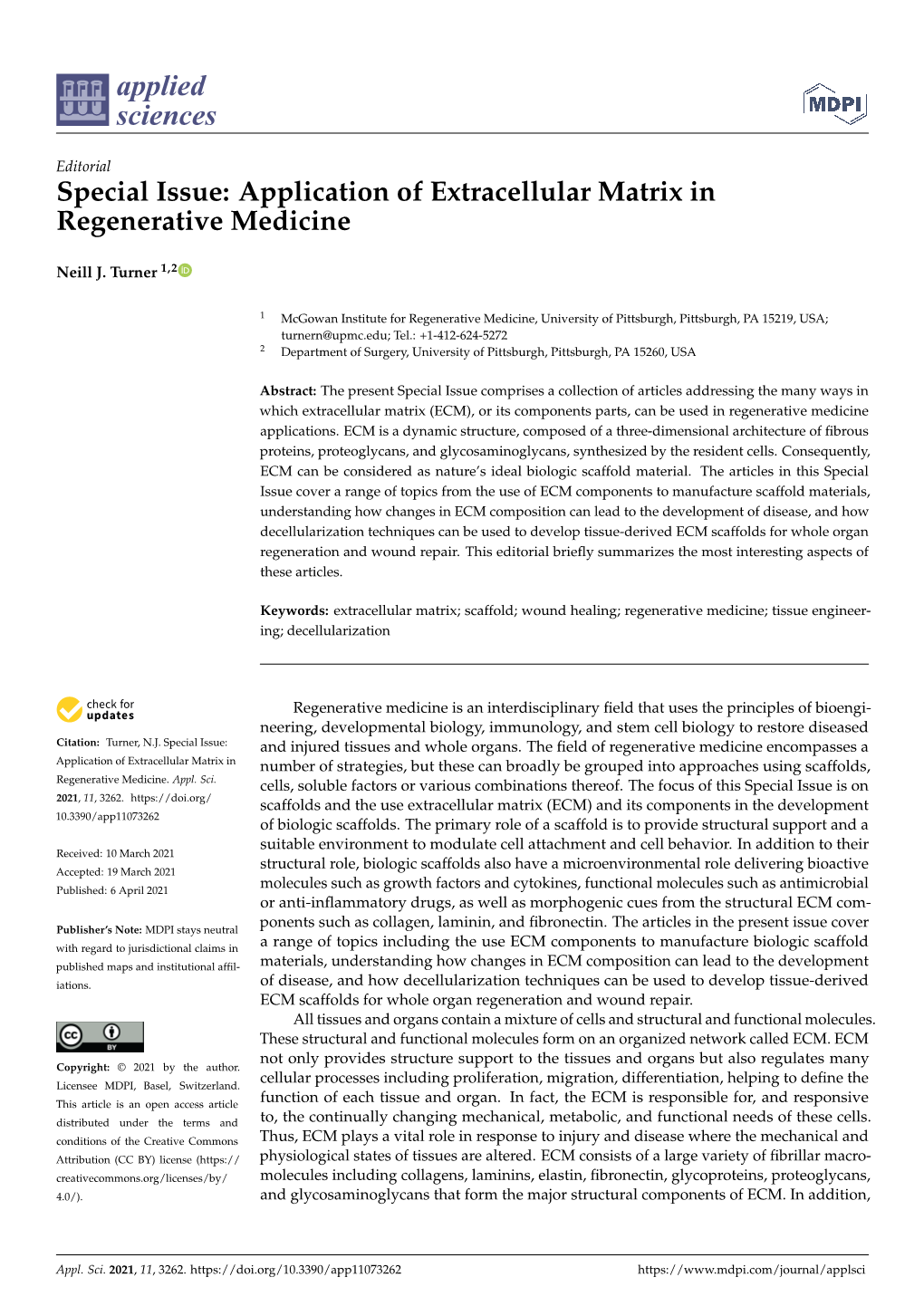 Application of Extracellular Matrix in Regenerative Medicine