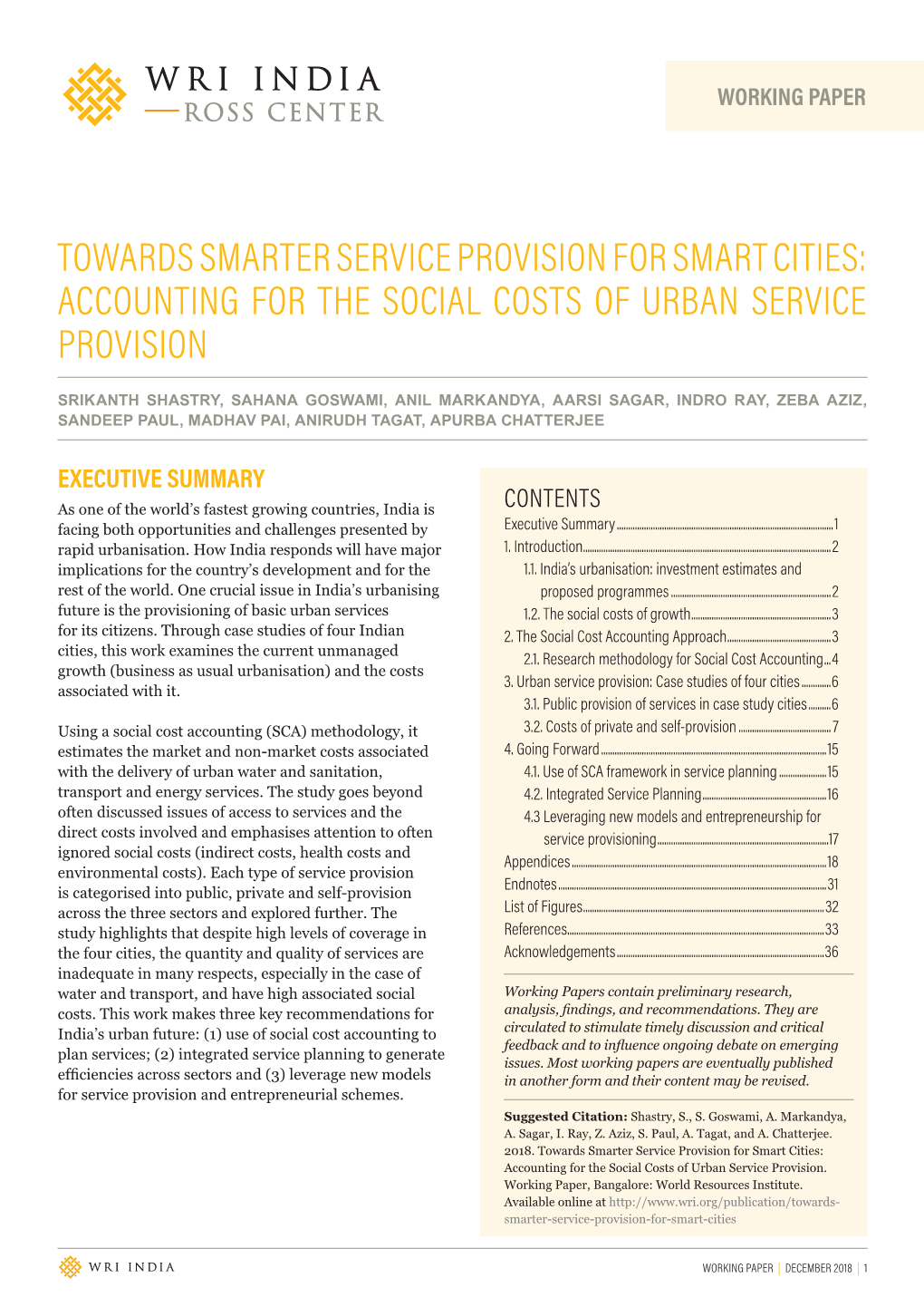 Towards Smarter Service Provision for Smart Cities: Accounting for the Social Costs of Urban Service Provision