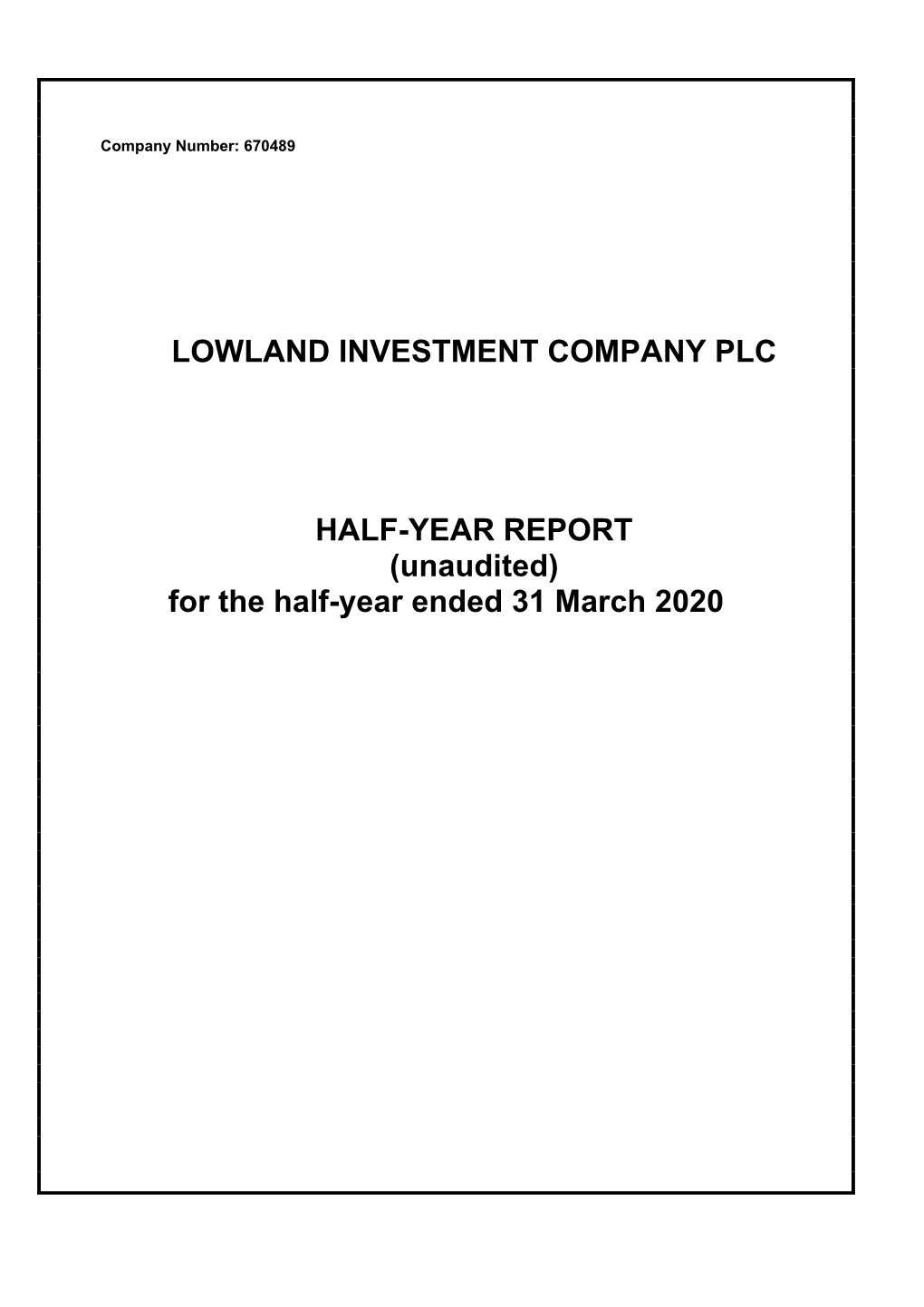 Lowland Investment Company Plc Half