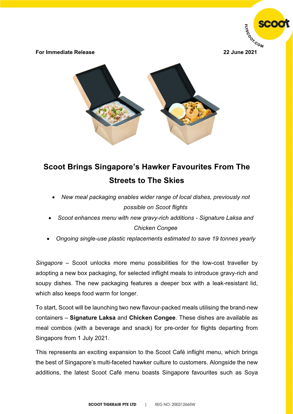 Scoot Brings Singapore's Hawker Favourites from the Streets