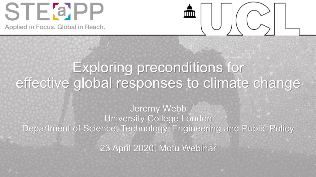 Exploring Preconditions for Effective Global Responses to Climate Change