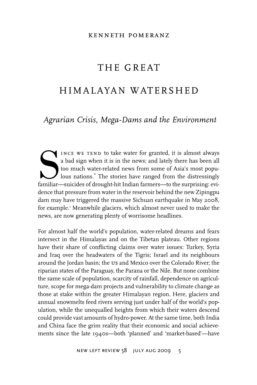 Pomeranz-The Great Himalayan Watershed.Pdf