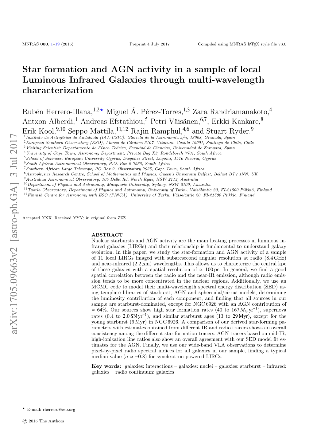 Star Formation and AGN Activity in a Sample of Local Luminous Infrared Galaxies Through Multi-Wavelength Characterization