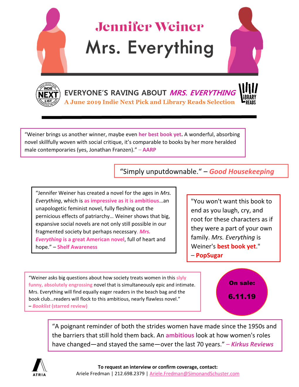 MRS. EVERYTHING Publicity Letter