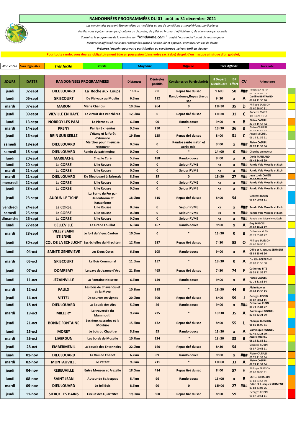 Calendrier 2021 Q3