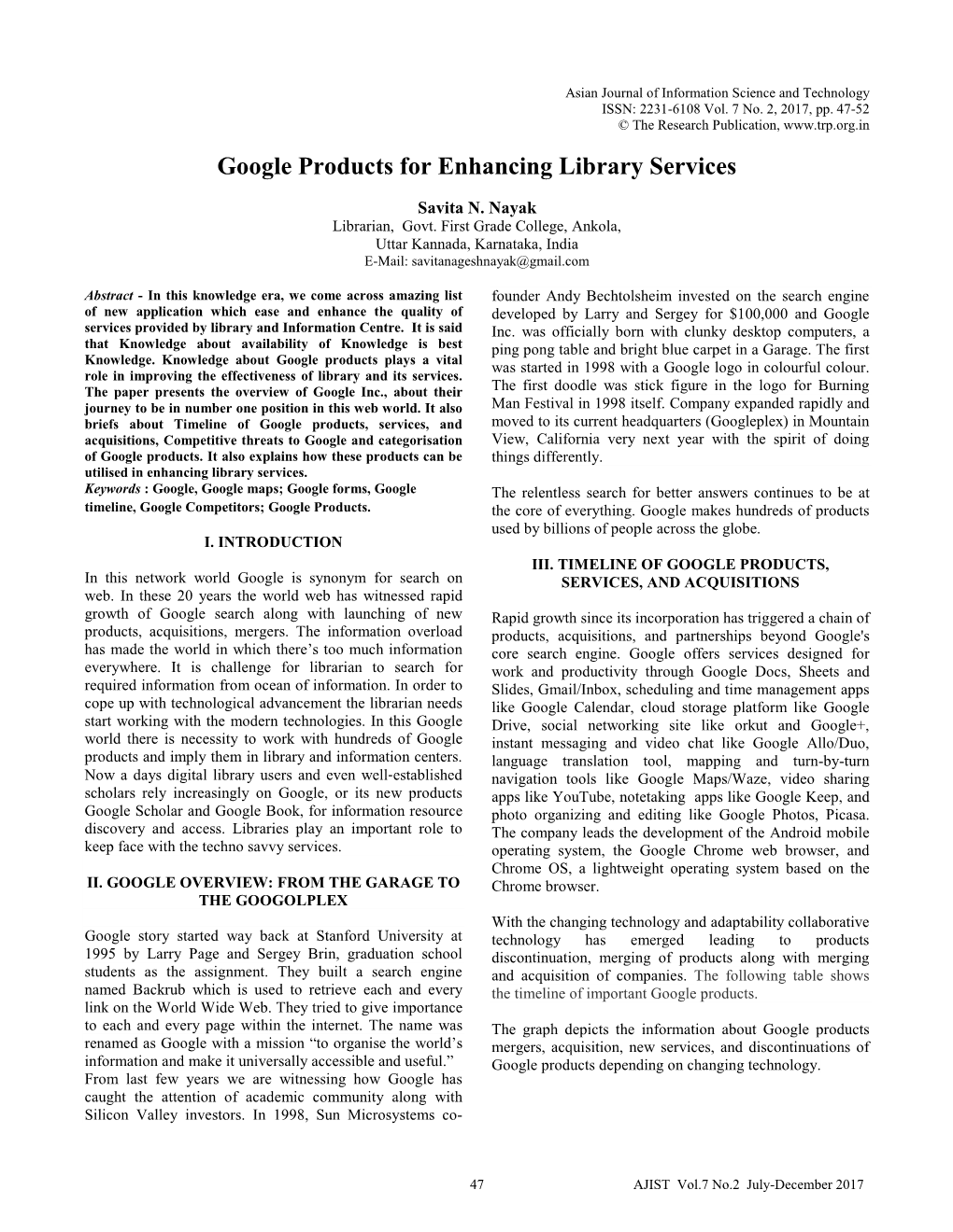 Google Products for Enhancing Library Services