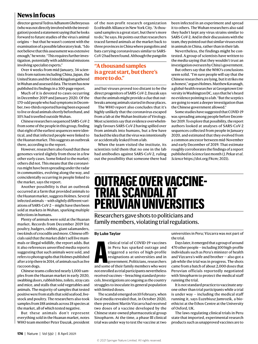 Outrage Over Vaccine- Trial Scandal at Peruvian