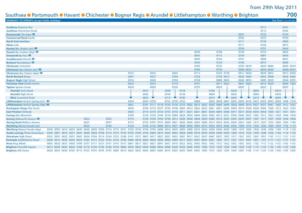 Southsea Portsmouth Havant Chichester Bognor Regis Arundel Littlehampton Worthing Brighton from 29Th