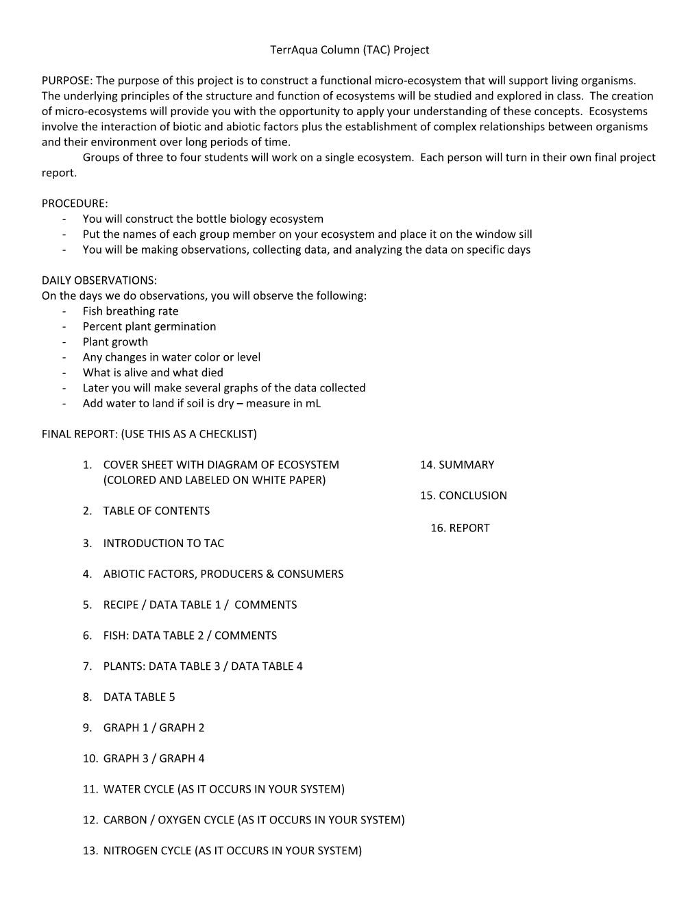 Terraqua Column (TAC) Project