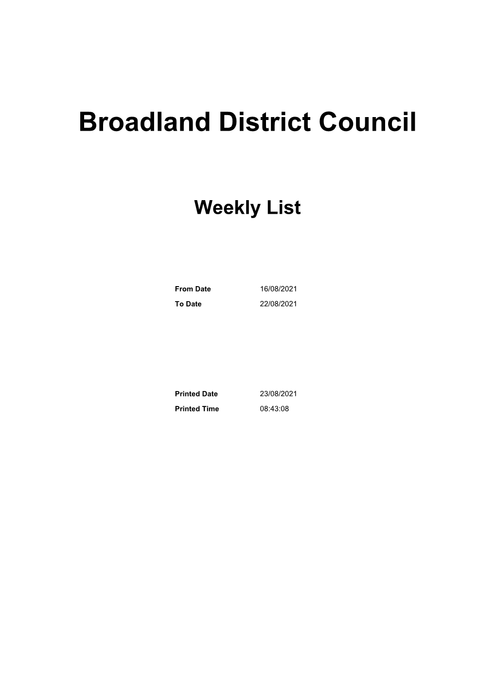 Planning Application Weekly List 16 August 2021 File Type