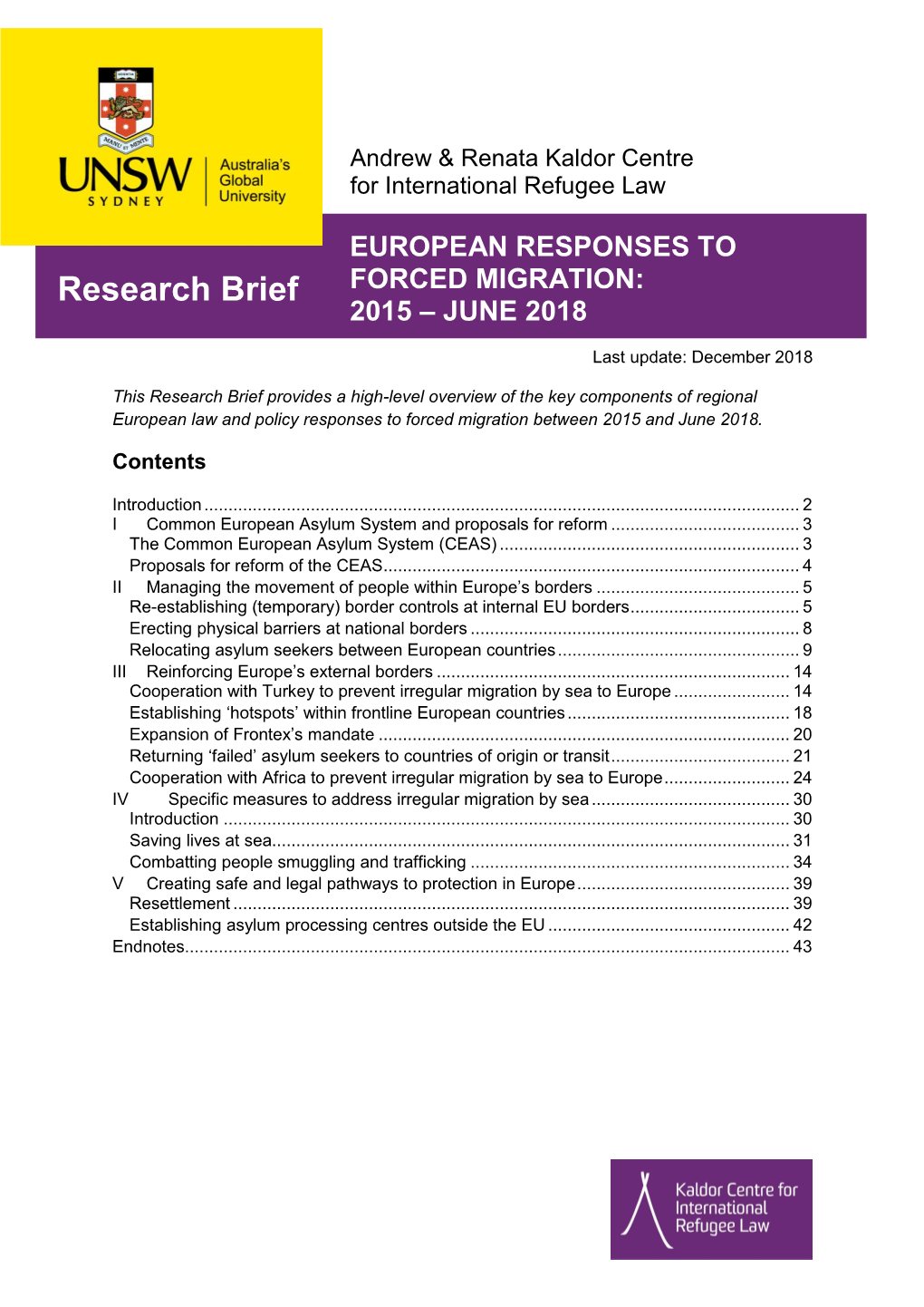 European Approaches to Forced Migration