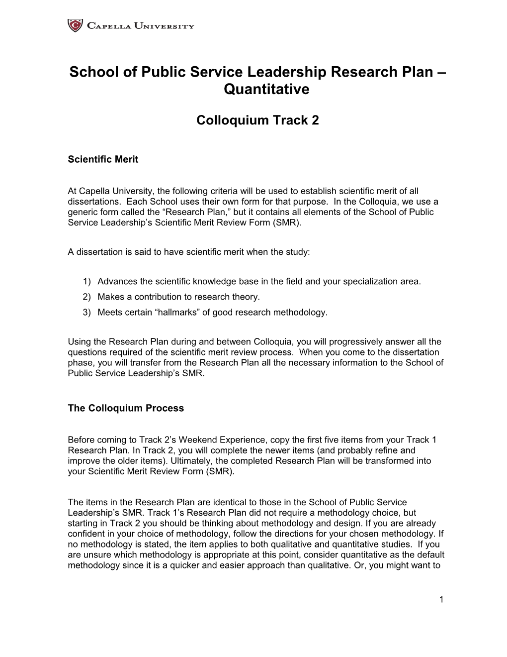 School of Public Service Leadership Research Plan Quantitative