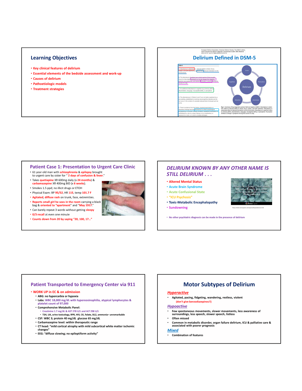 Motor Subtypes of Delirium