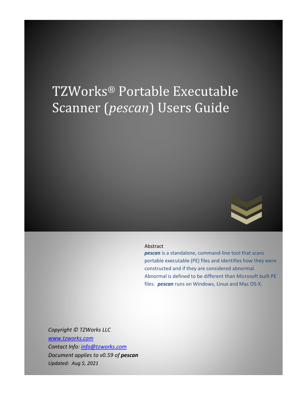 Tzworks Portable Executable Scanner (Pescan) Users Guide