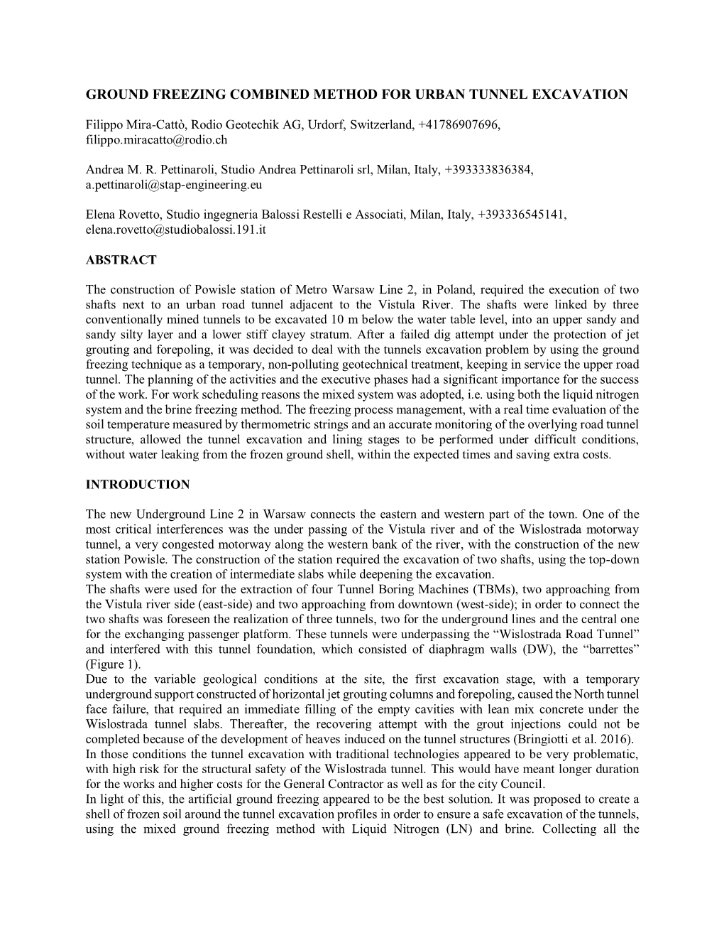 Ground Freezing Combined Method for Urban Tunnel Excavation