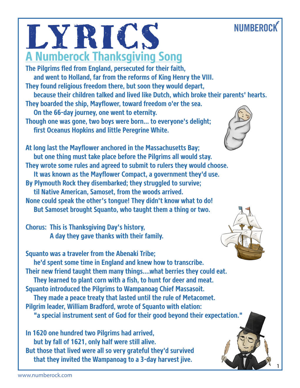 A Numberock Thanksgiving Song the Pilgrims Fed from England, Persecuted for Their Faith, and Went to Holland, Far from the Reforms of King Henry the VIII