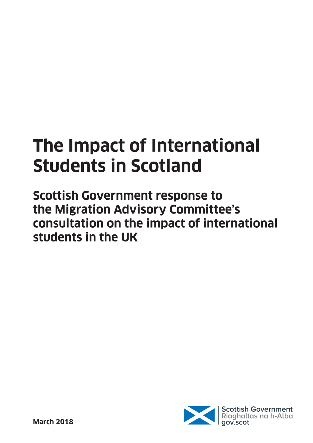 The Impact of International Students in Scotland: Scottish Government