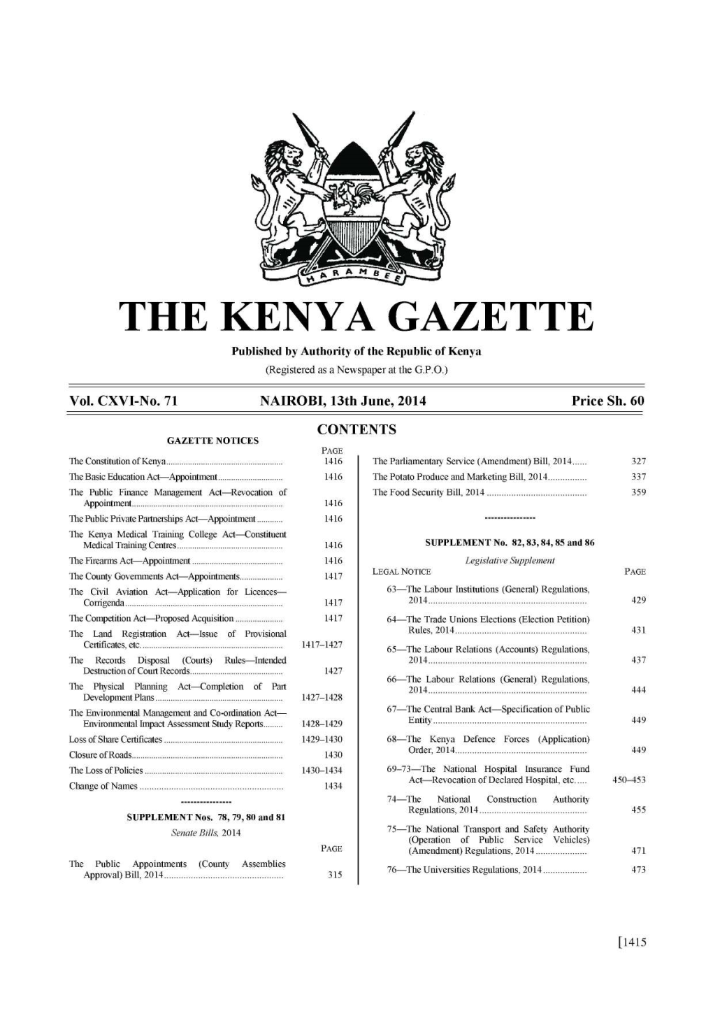 Rn the Kenya Gazette