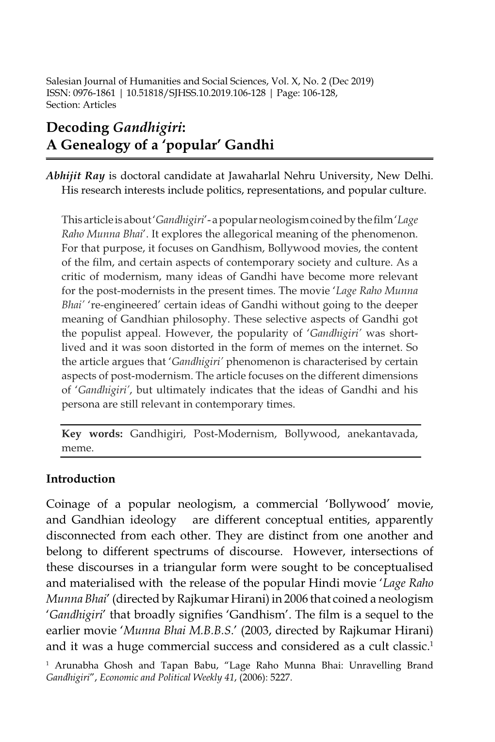 Decoding Gandhigiri: a Genealogy of a ‘Popular’ Gandhi