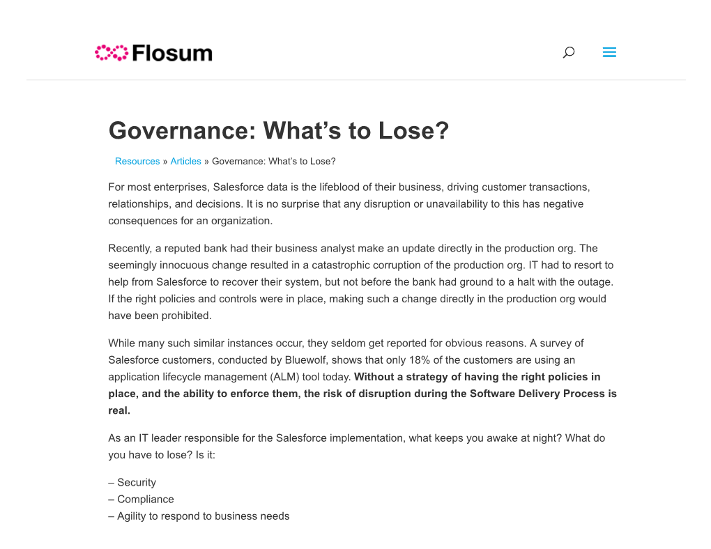 Governance: What’S to Lose?