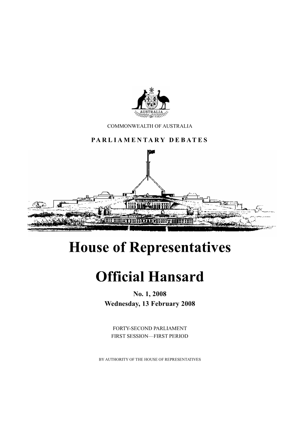 House of Representatives Official Hansard No