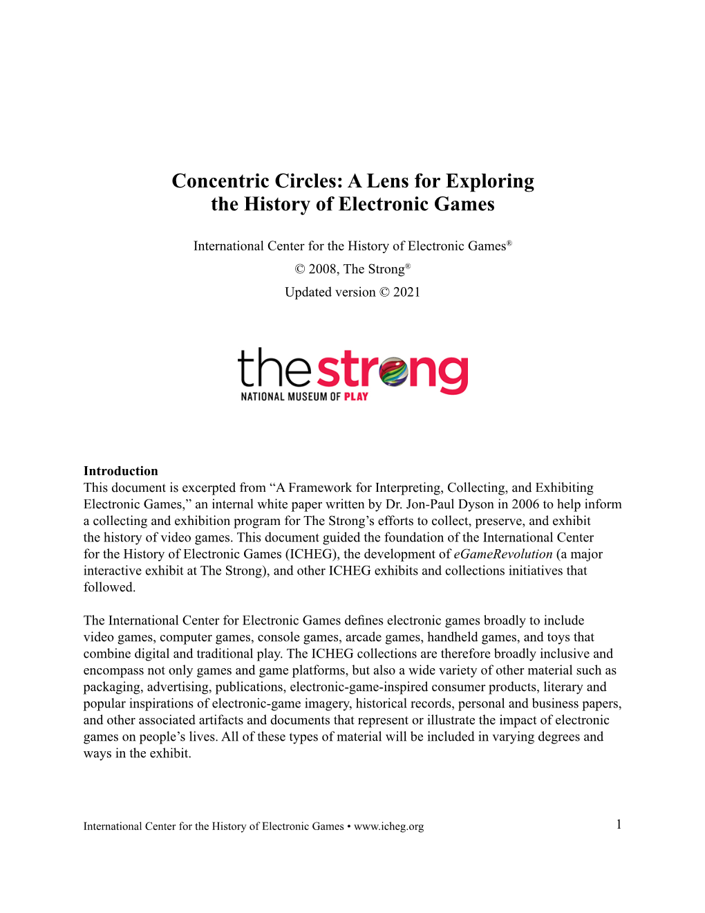 Concentric Circles: a Lens for Exploring the History of Electronic Games