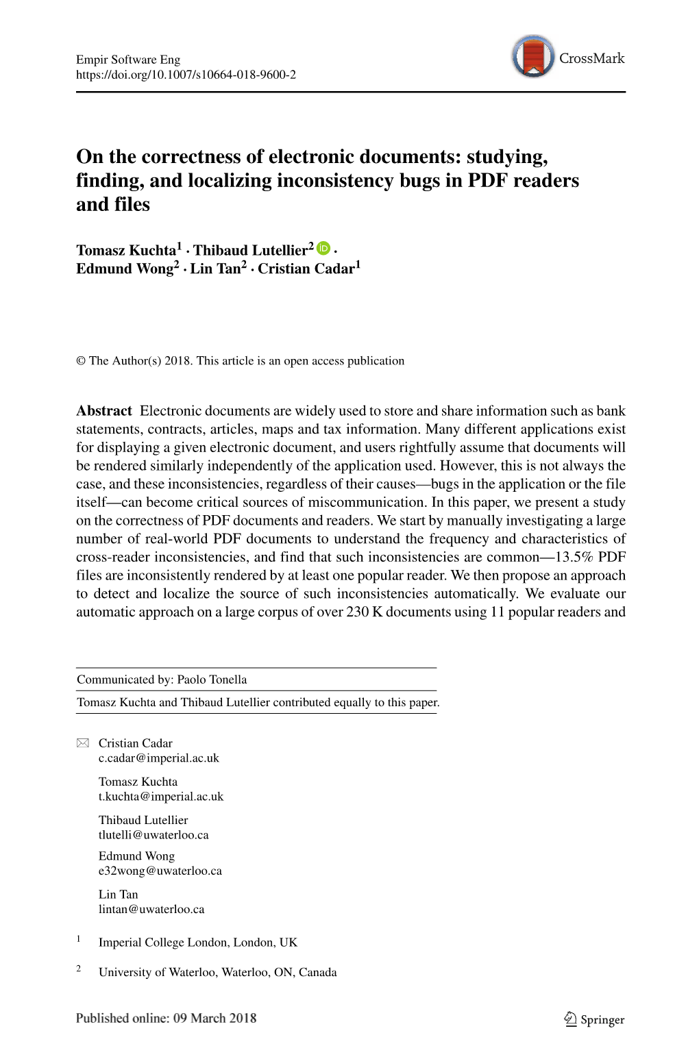 Studying, Finding, and Localizing Inconsistency Bugs in PDF Readers and Files