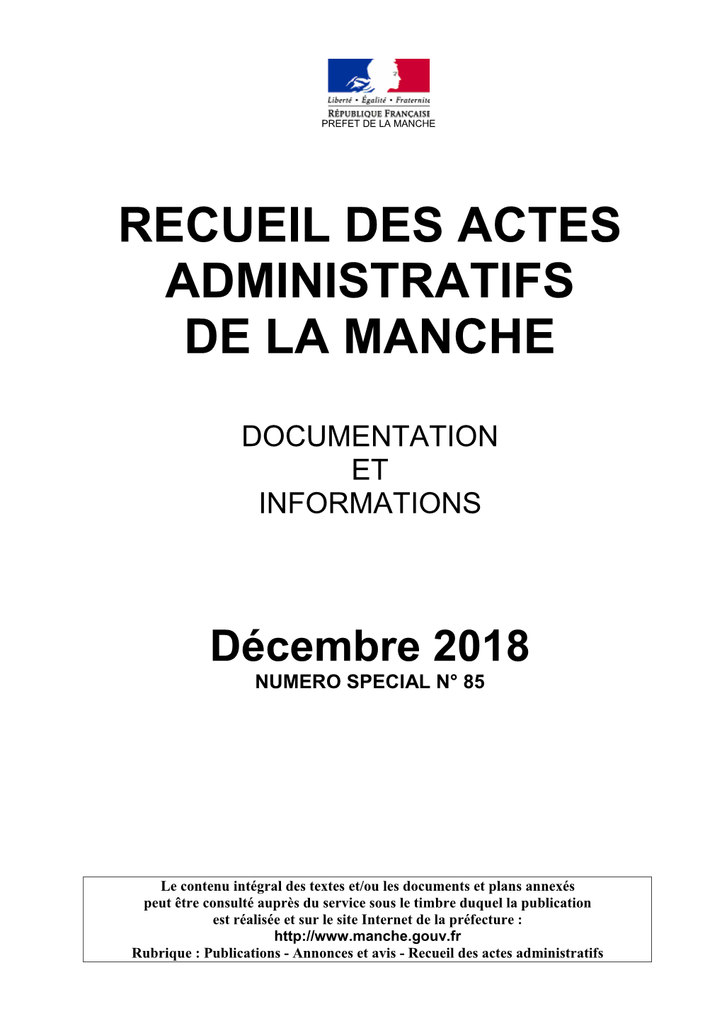 Recueil Des Actes Administratifs De La Manche ; Art