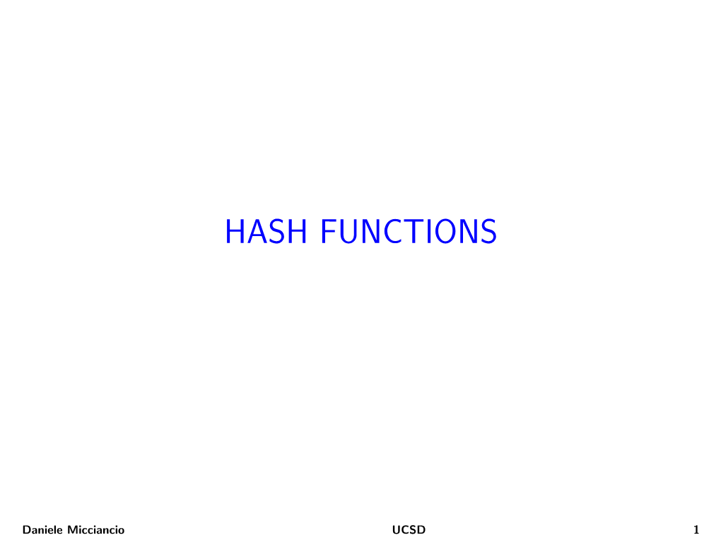 Hash Functions