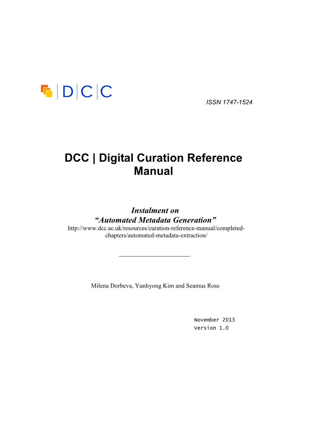 DCC | Digital Curation Reference Manual