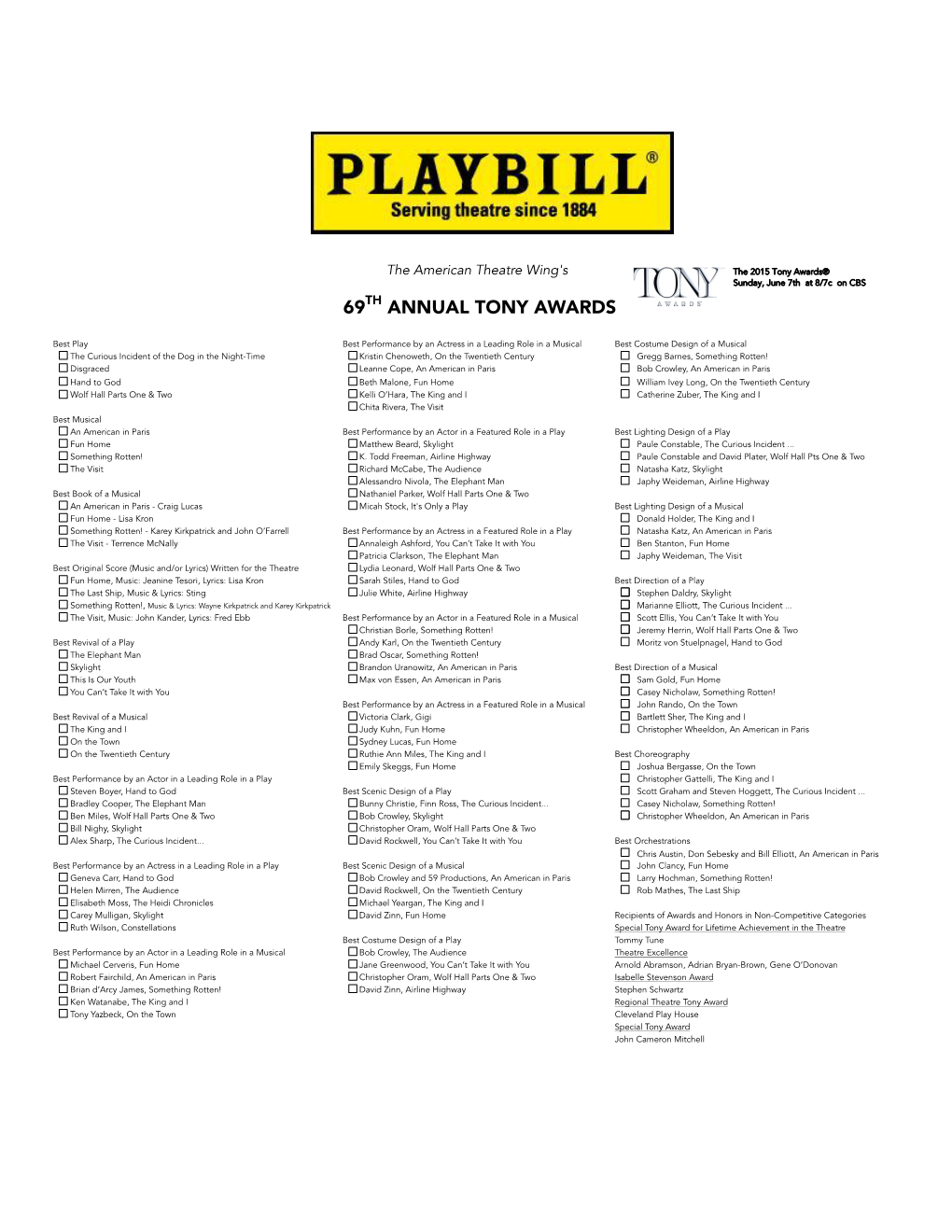 69Th Annual Tony Awards