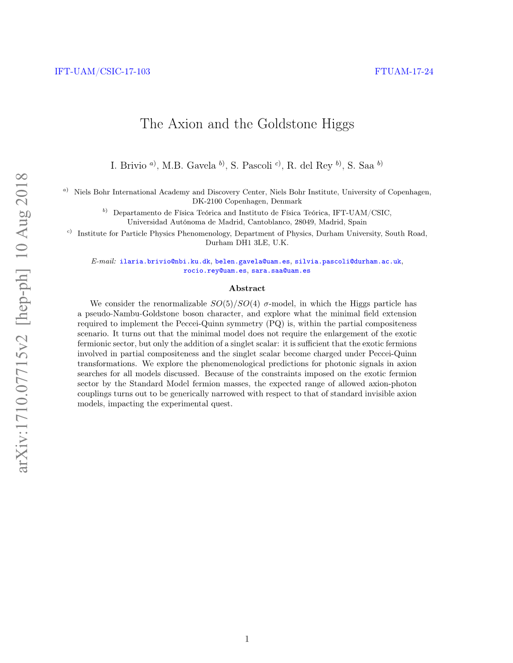 The Axion and the Goldstone Higgs