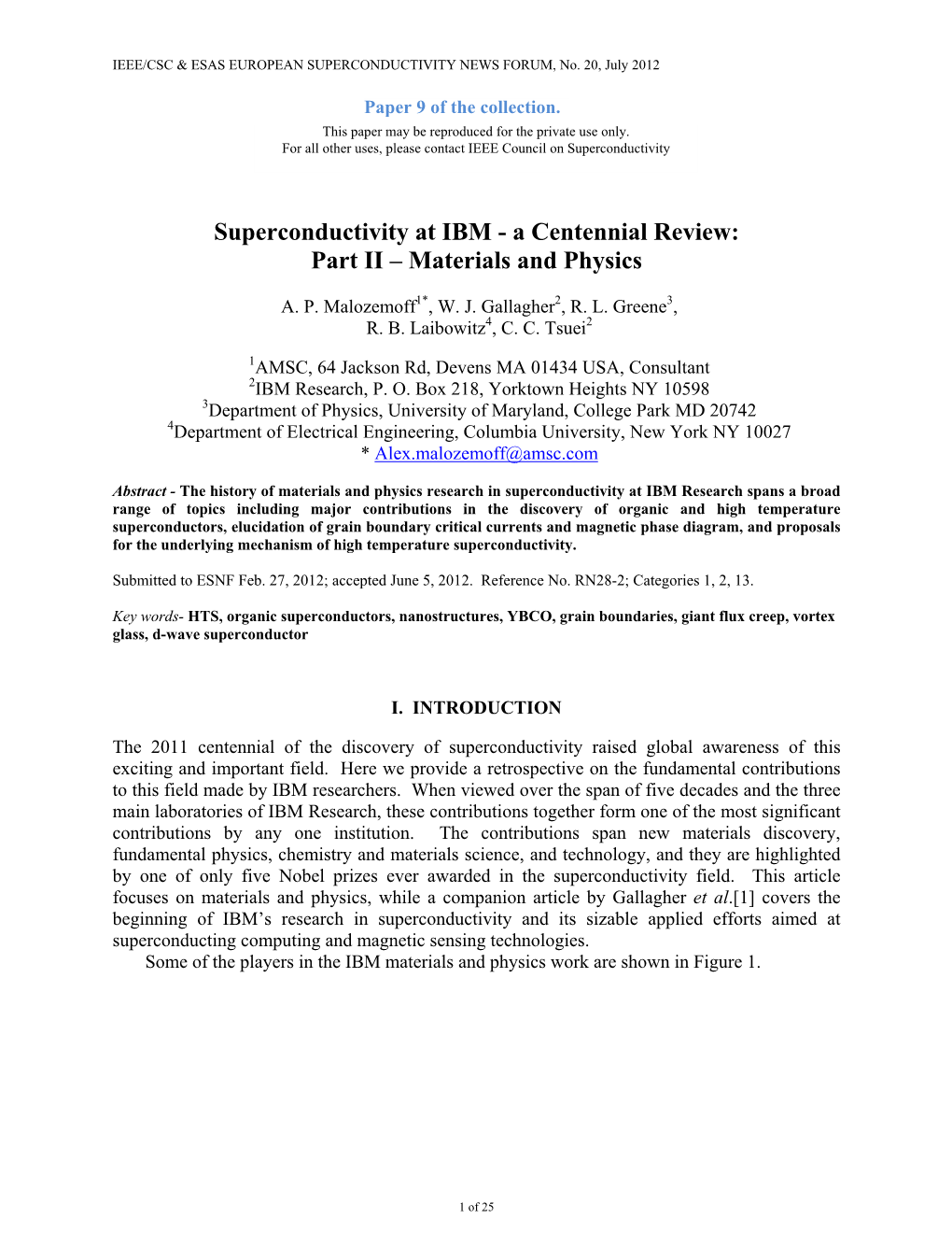 Superconductivity at IBM - a Centennial Review: Part II – Materials and Physics