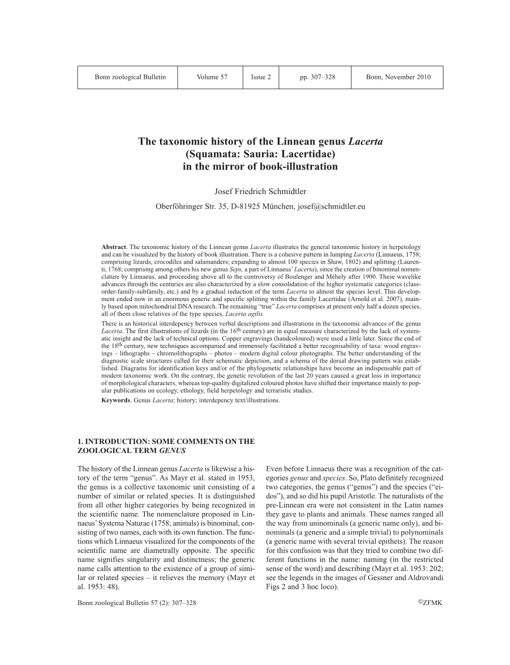 The Taxonomic History of the Linnean Genus Lacerta (Squamata: Sauria: Lacertidae) in the Mirror of Book-Illustration