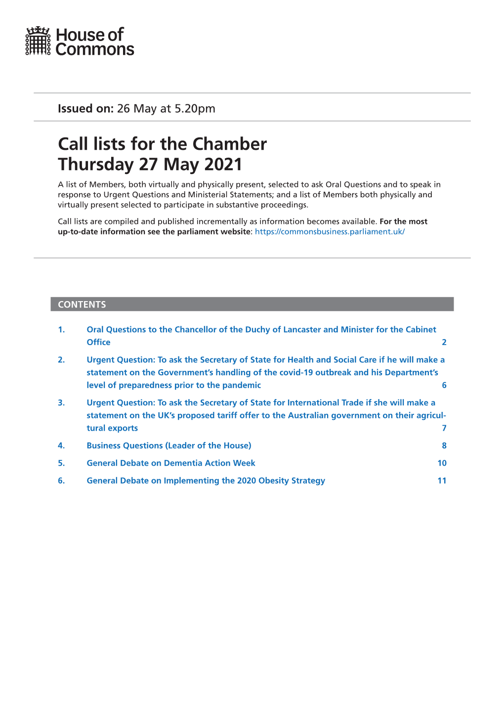 View Call List: Chamber PDF File 0.08 MB