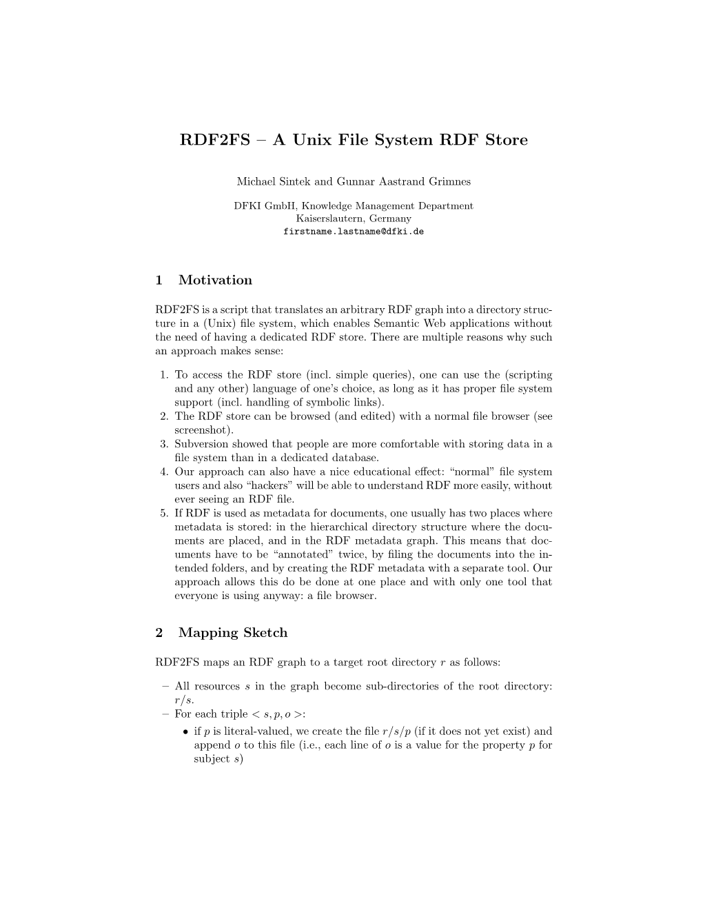 RDF2FS – a Unix File System RDF Store