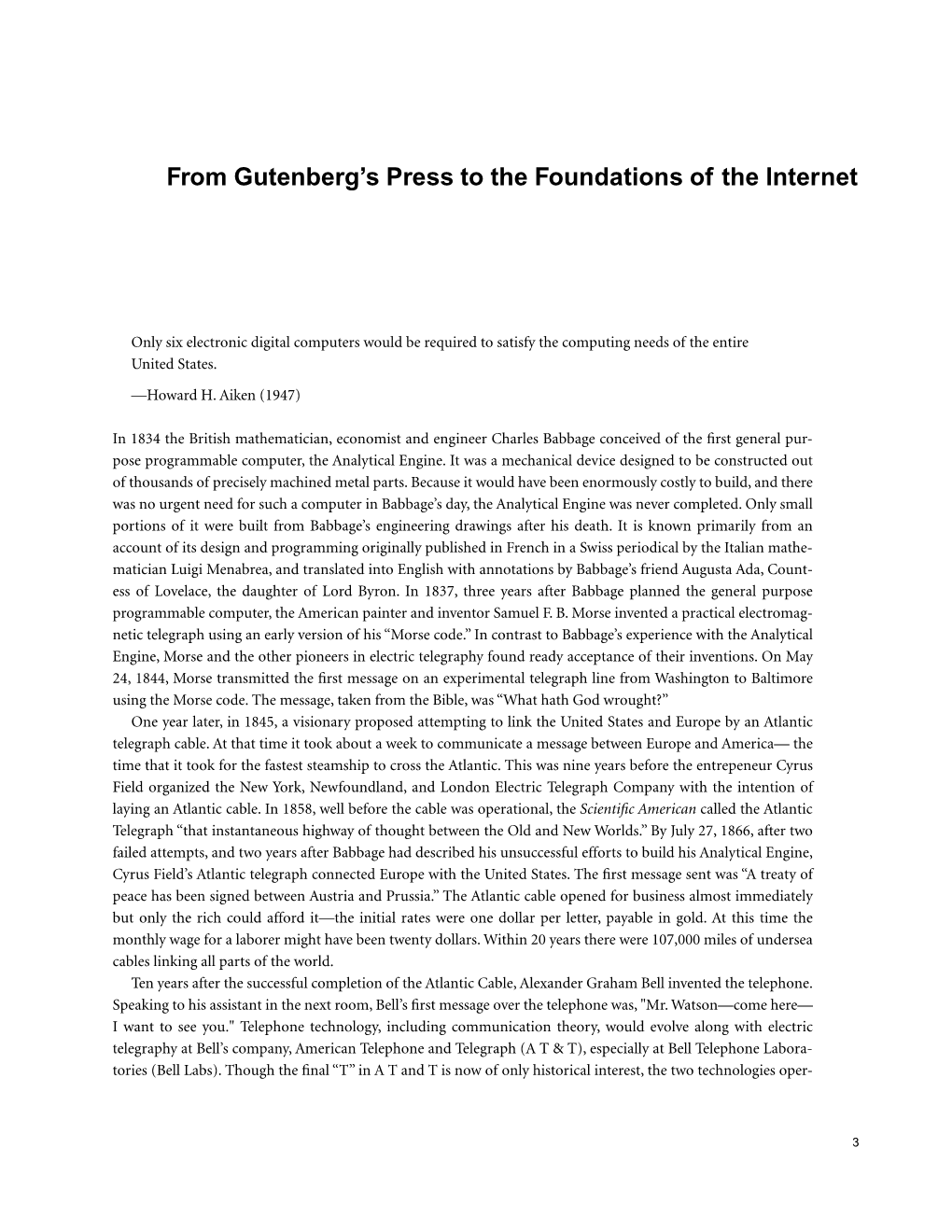 Introduction: from Gutenberg’S Press to the Foundations of the Internet 5