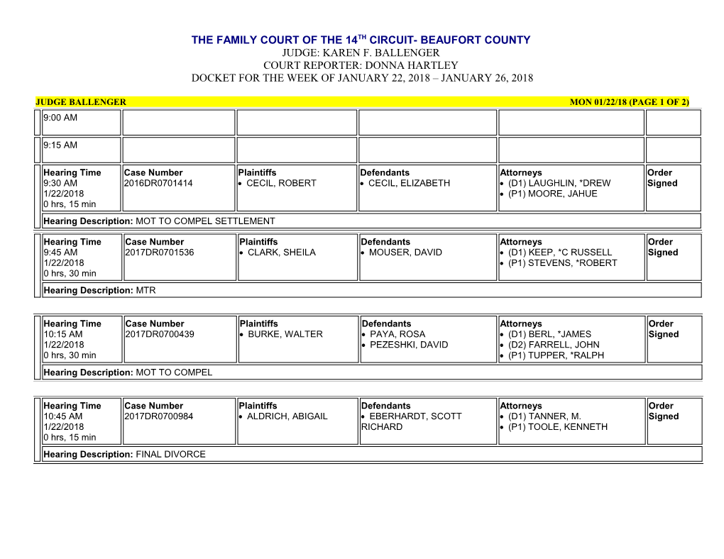 Judge Ballenger Mon 01/22/18 (Page 1 of 2)