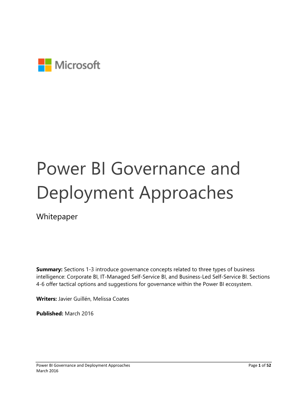 Power BI Governance and Deployment Approaches