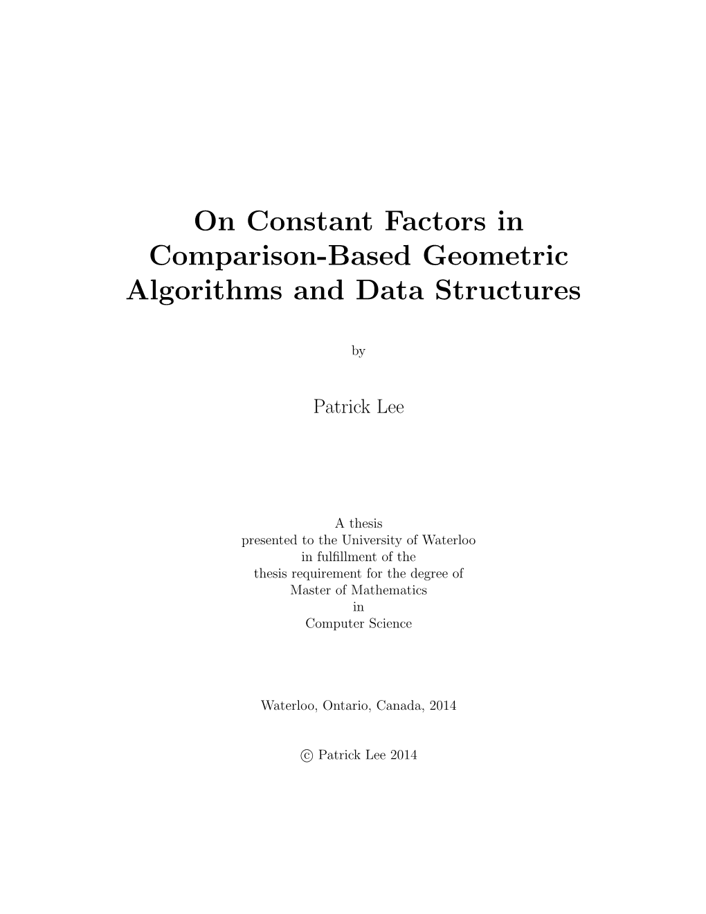 On Constant Factors in Comparison-Based Geometric Algorithms and Data Structures