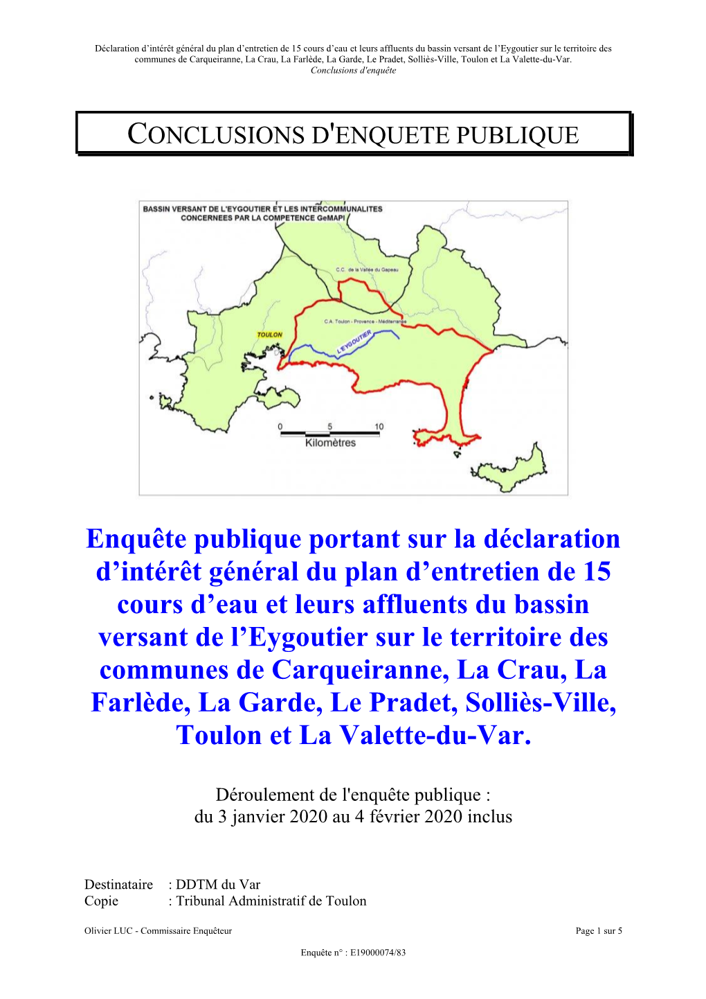 Conclusions Et Avis Enquête Publique L'eygoutier