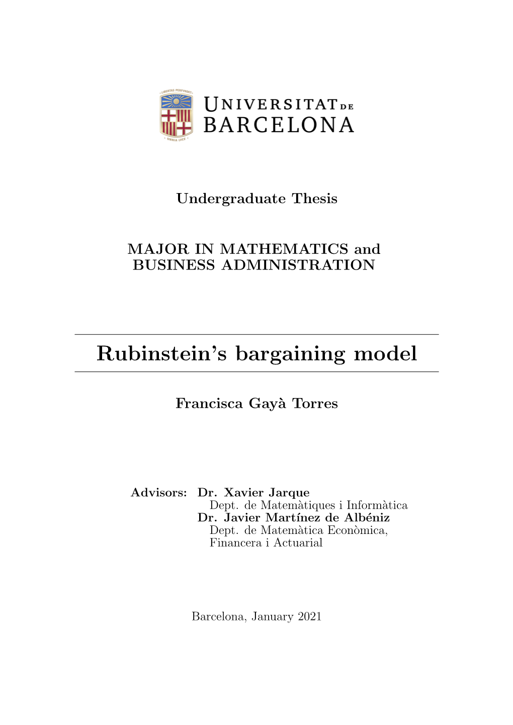 Rubinstein's Bargaining Model