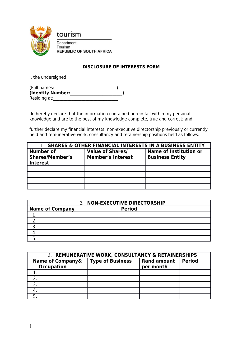 Disclosure of Interest Form