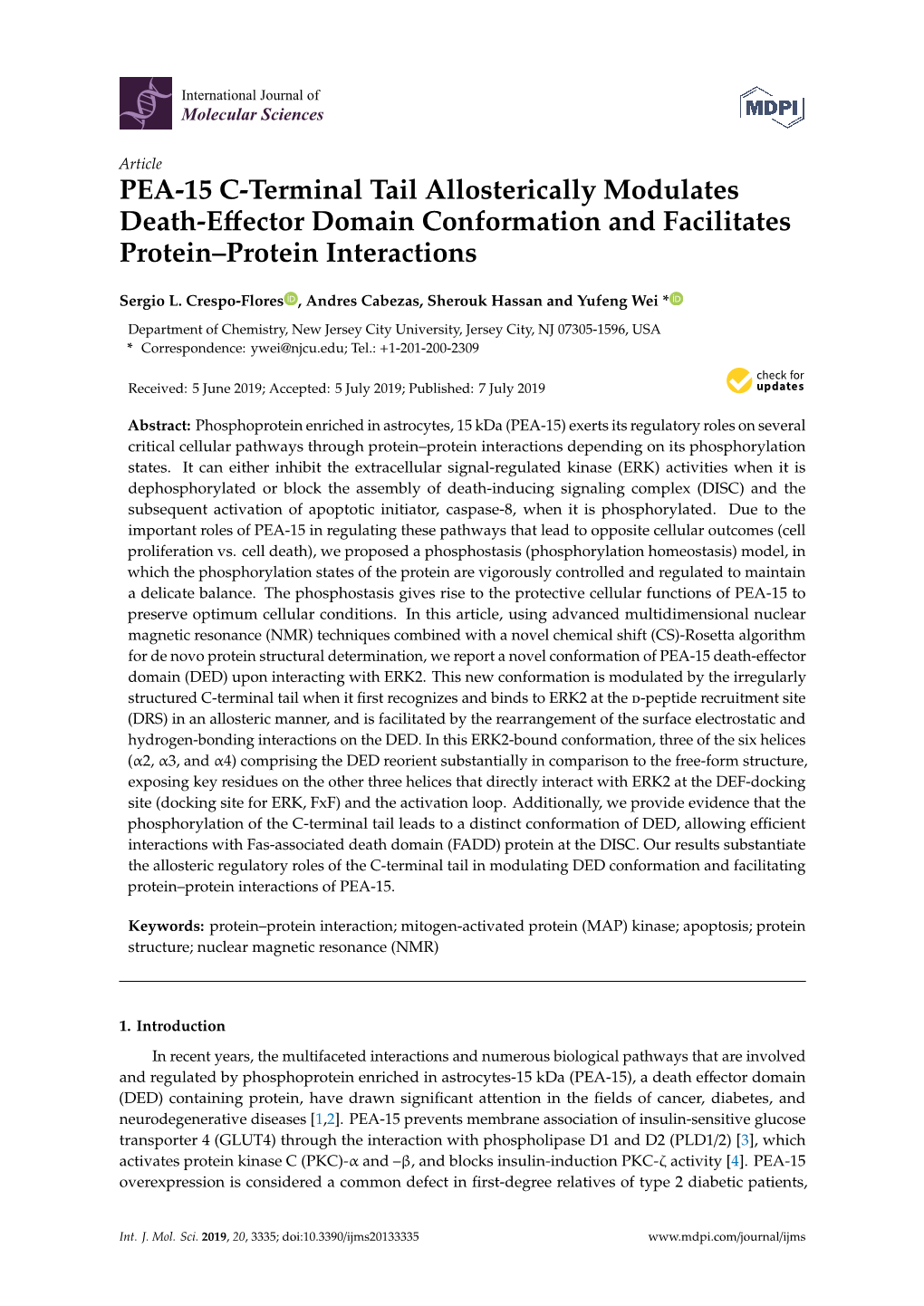 PEA-15 C-Terminal Tail Allosterically Modulates Death-Effector Domain