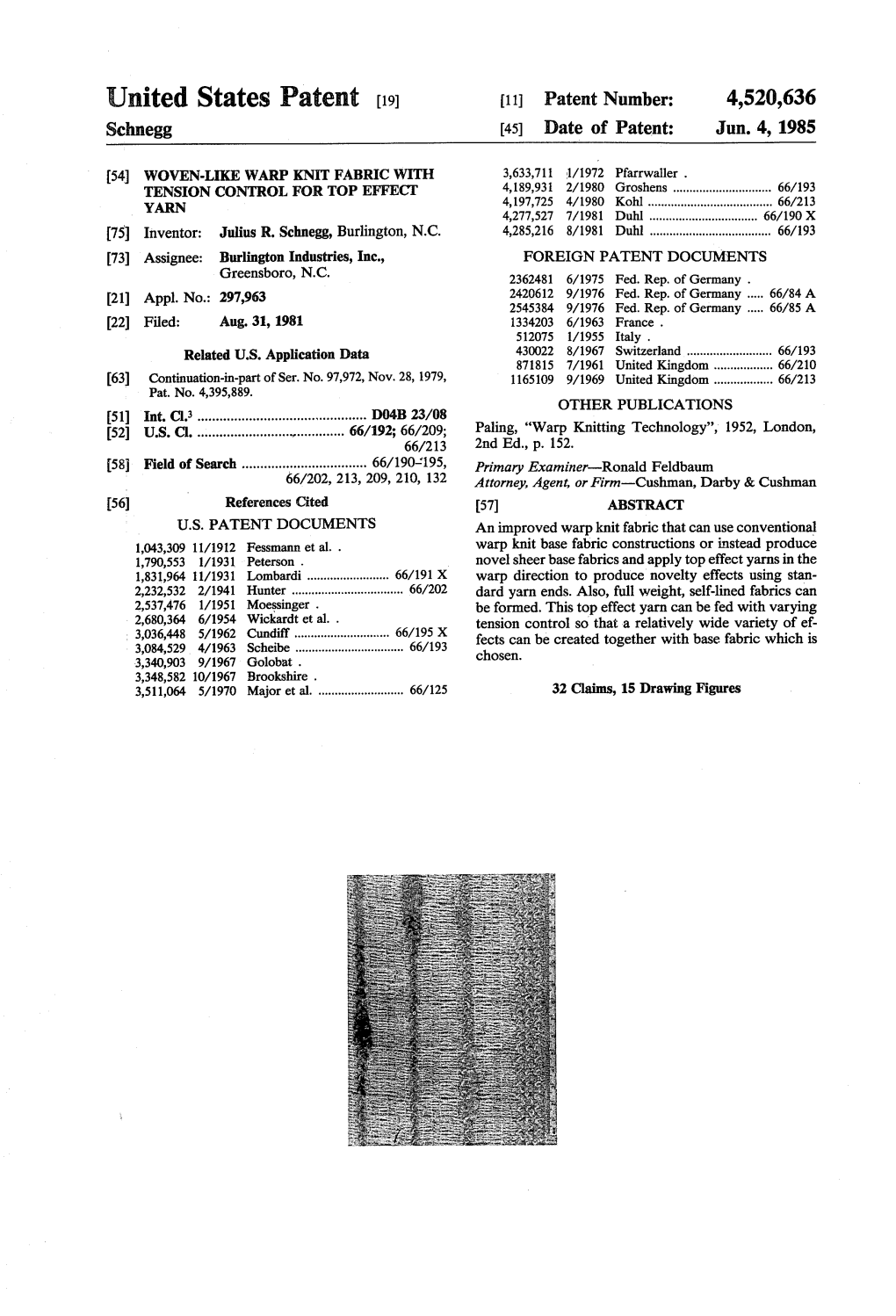 United States Patent (19) 11 Patent Number: 4,520,636 Schnegg (45) Date of Patent: Jun