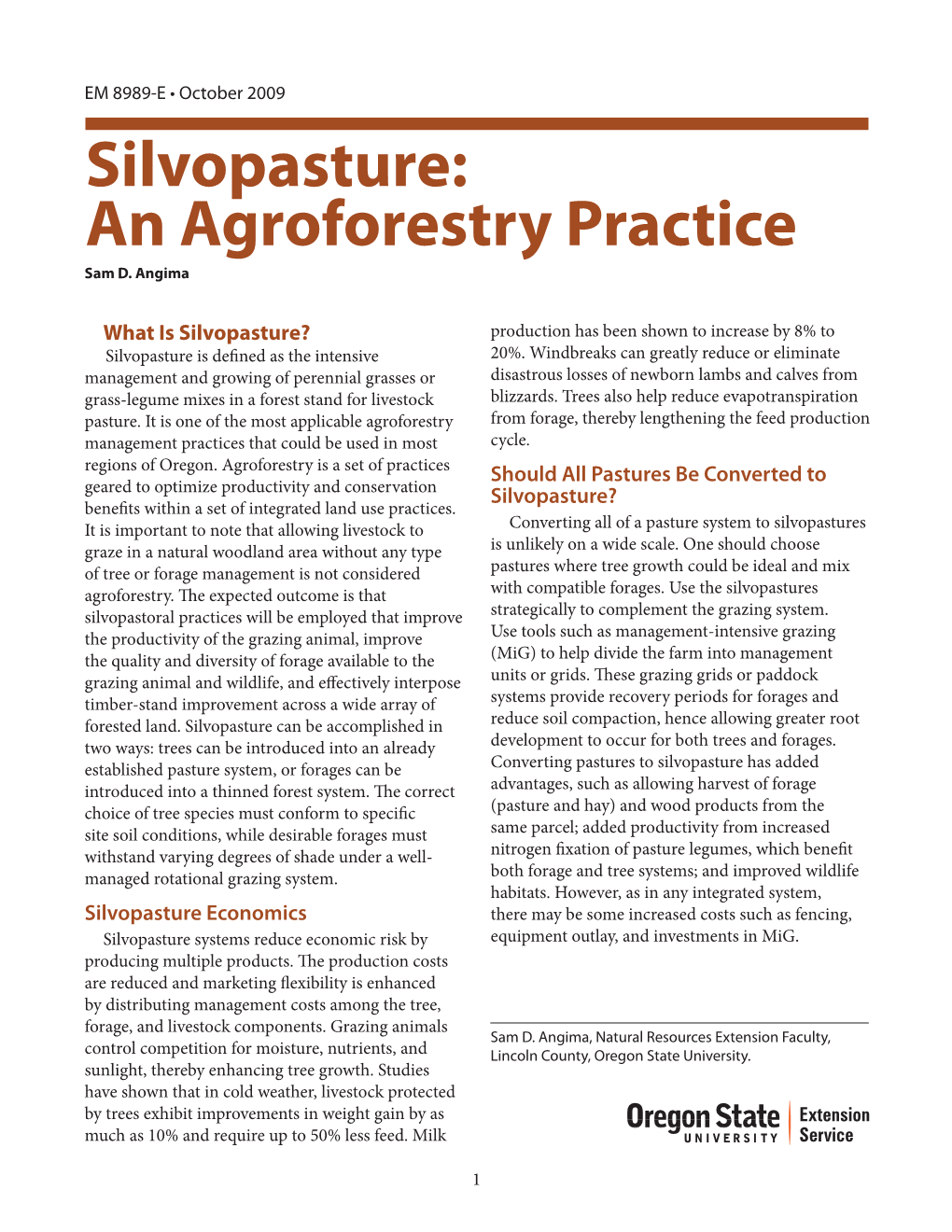 Silvopasture: an Agroforestry Practice Sam D