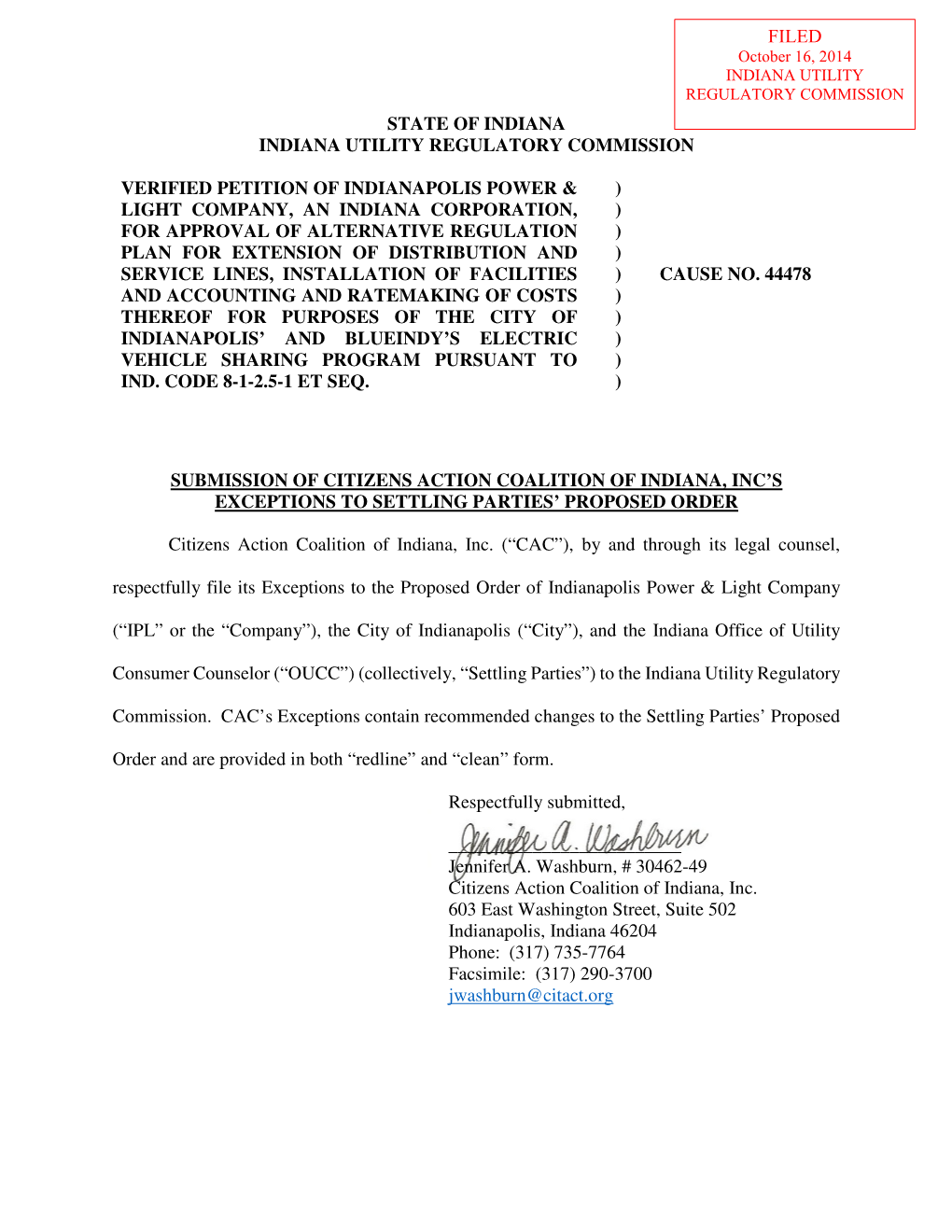 State of Indiana Indiana Utility Regulatory Commission Verified Petition of Indianapolis Power & Light Company, an Indiana C
