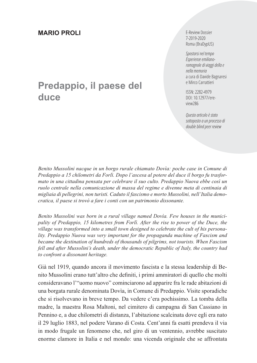 Predappio, Il Paese Del Duce