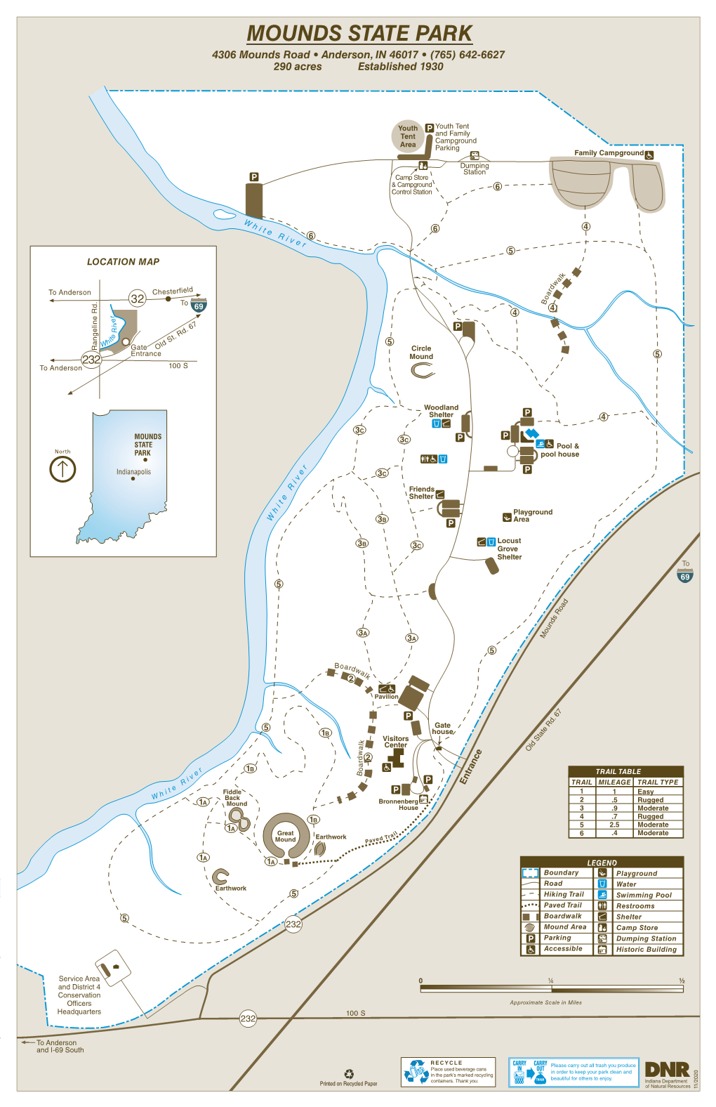 MOUNDS STATE PARK 4306 Mounds Road • Anderson, in 46017 • (765) 642-6627 290 Acres Established 1930