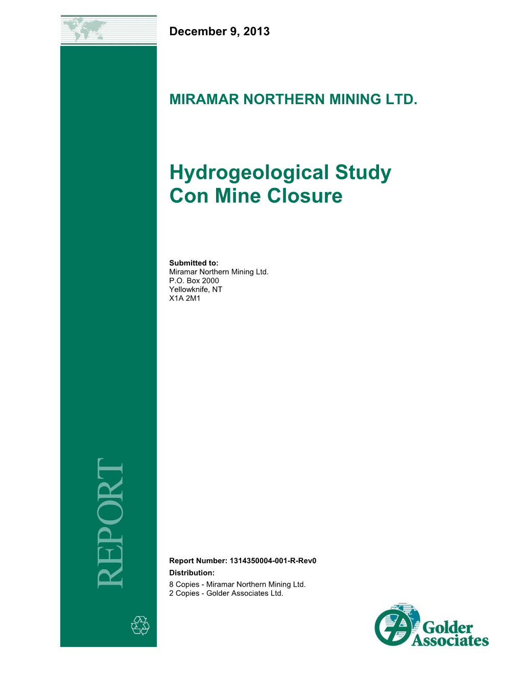 Hydrogeological Study Con Mine Closure